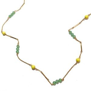 Fossil Gold Tone Green & Yellow Bead Necklace